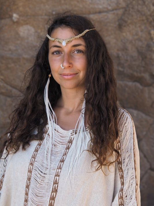 Goddess Tiara Choker Necklace, Handmade Macrame Choker, Moonstone Choker, Labradorite Tiara, Macrame Necklace, Boho, Fairy, Gift for Her