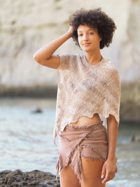 Hand Crochet Nettle Poncho, Nettle Poncho, Nettle Yarn Tunic, Natural Fiber Poncho, Hand Crochet, Eco Friendly Clothing, Knitted Clothing