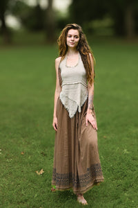 Tribal Raw Cotton Block Print Maxi Skirt