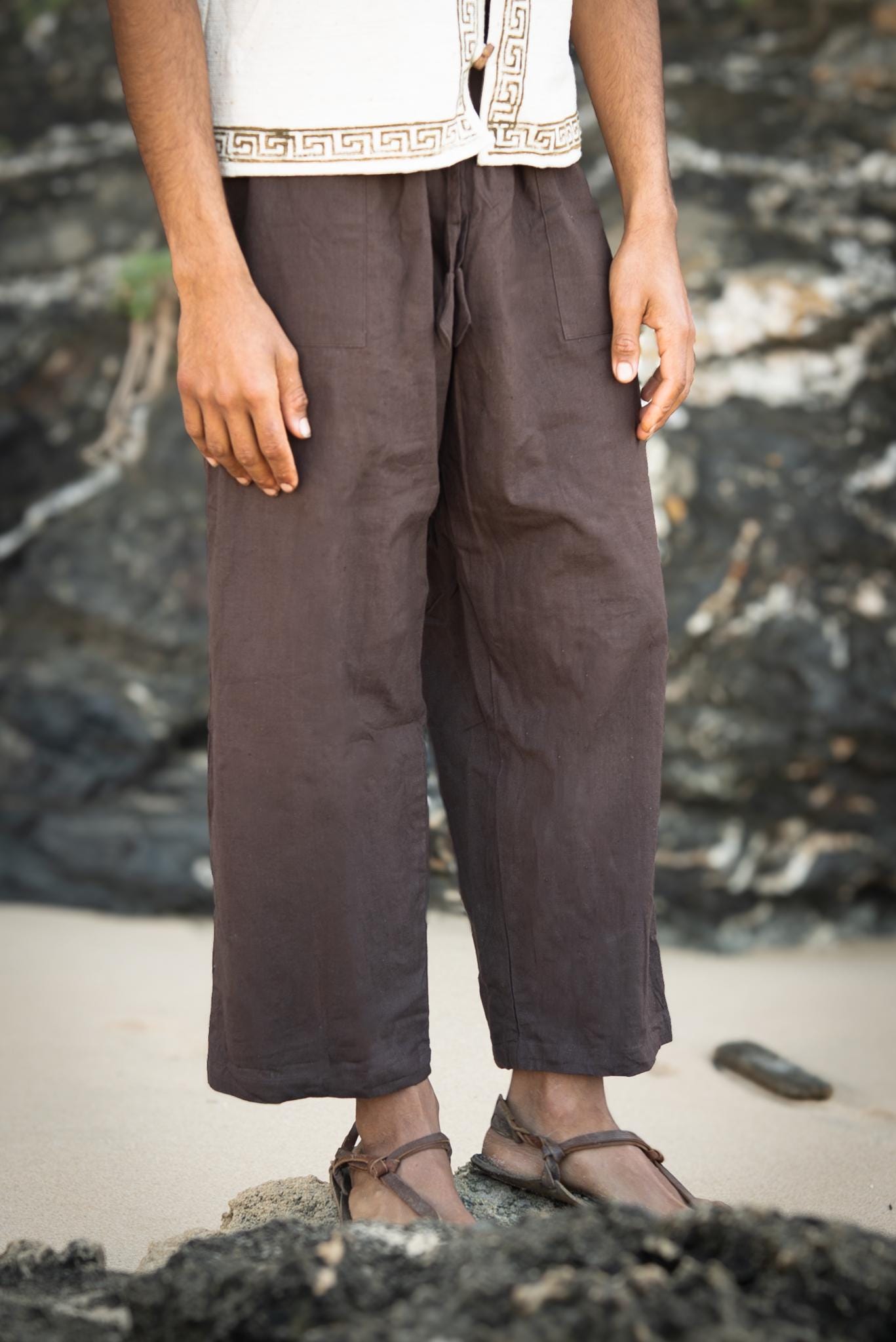 Natural Khadi Cotton Pants, Men Cotton Pants, Men's Khadi Pants, Earthy Clothing, Loose Pants, Hippie Clothing, Earthy Pants, Long Men Pants