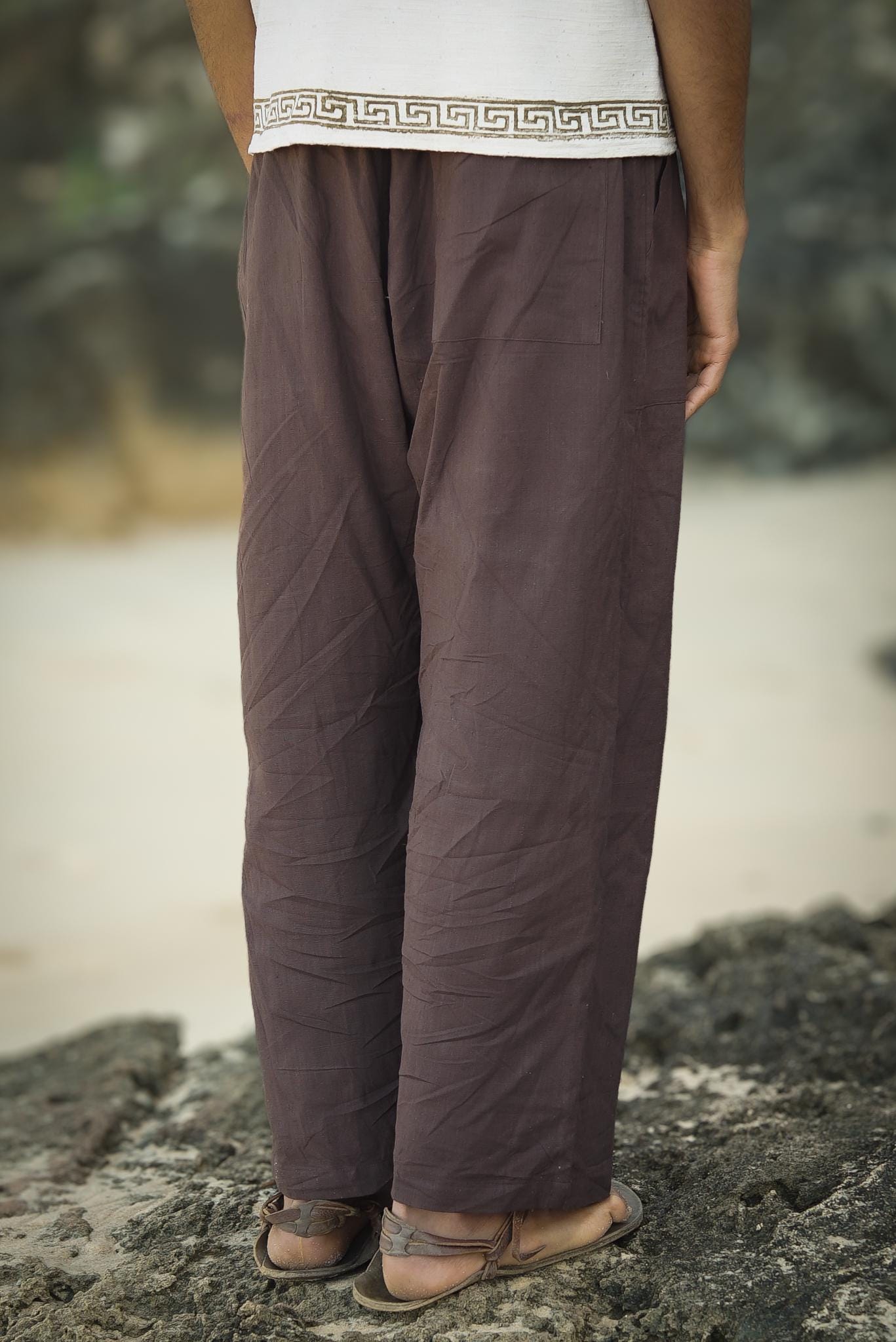 Natural Khadi Cotton Pants, Men Cotton Pants, Men's Khadi Pants, Earthy Clothing, Loose Pants, Hippie Clothing, Earthy Pants, Long Men Pants