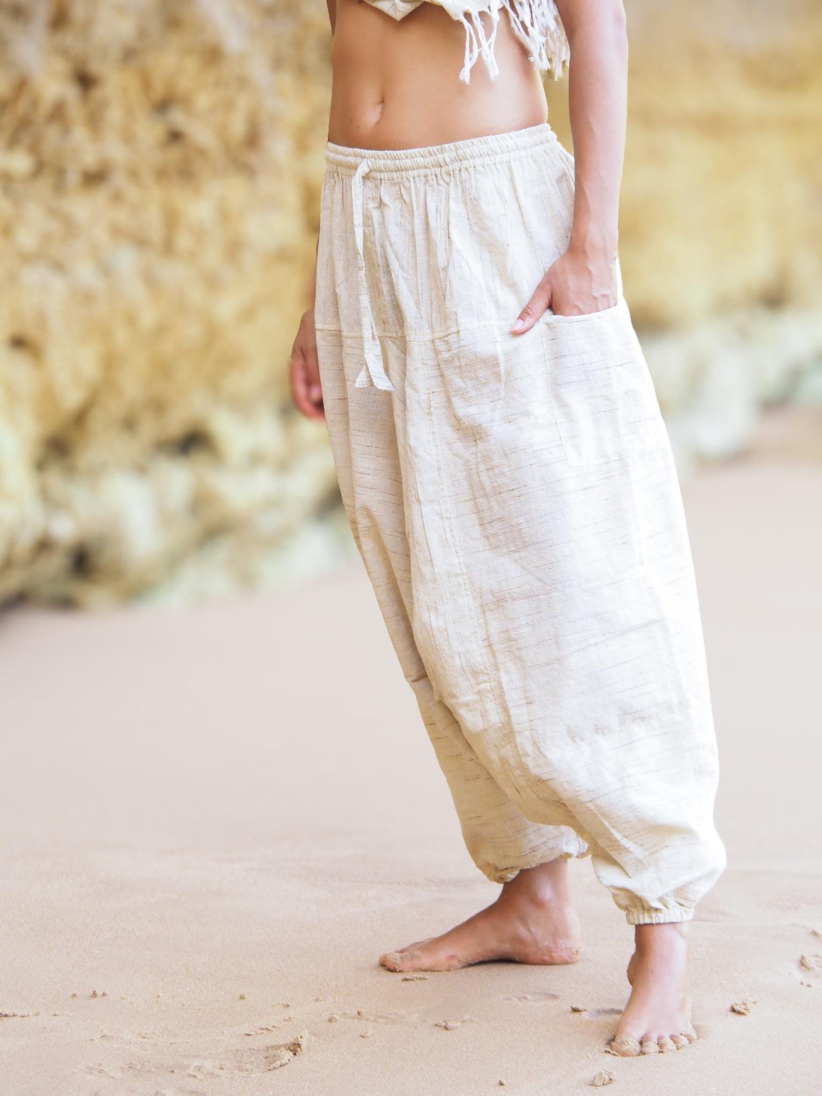 Unisex Harem Pants, Khadi Pants, Tribal Pants, Khadi Clothing, Handwoven Pants, Drop Crotch Pants, Afghan Pants, Loose Pants, Natural