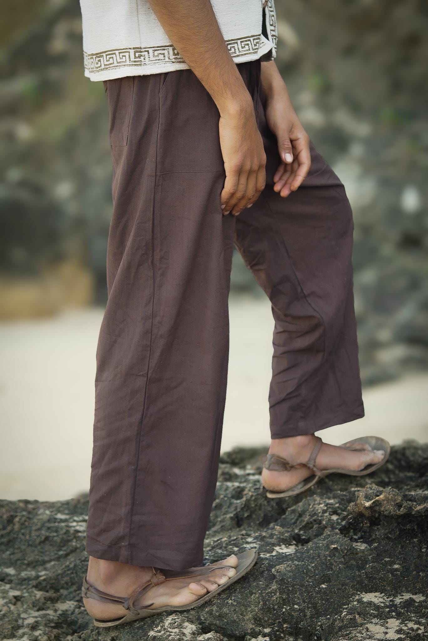 Natural Khadi Cotton Pants, Men Cotton Pants, Men's Khadi Pants, Earthy Clothing, Loose Pants, Hippie Clothing, Earthy Pants, Long Men Pants