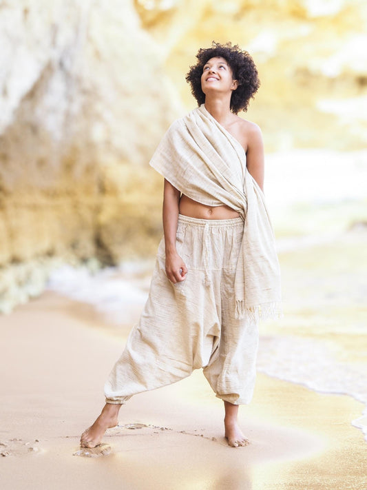 Unisex Harem Pants, Khadi Pants, Tribal Pants, Khadi Clothing, Handwoven Pants, Drop Crotch Pants, Afghan Pants, Loose Pants, Natural