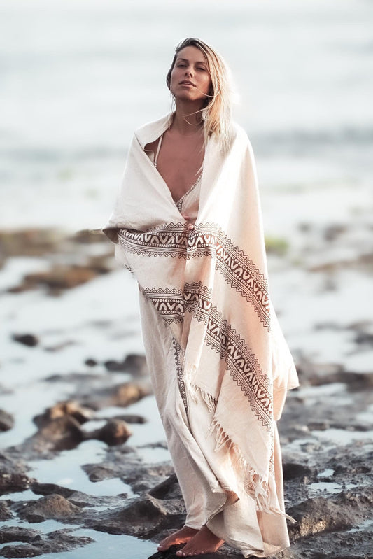 Tribal Raw Silk Block Print Shawl