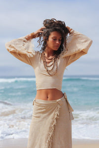 Jute Wrap Top, Boho Top, Frayed Wrap Top, Wrap Around Blouse, Natural Eco Wear, Adjustable Top, Frayed Top, Gypsy Top, Fairy Wear, Pixie