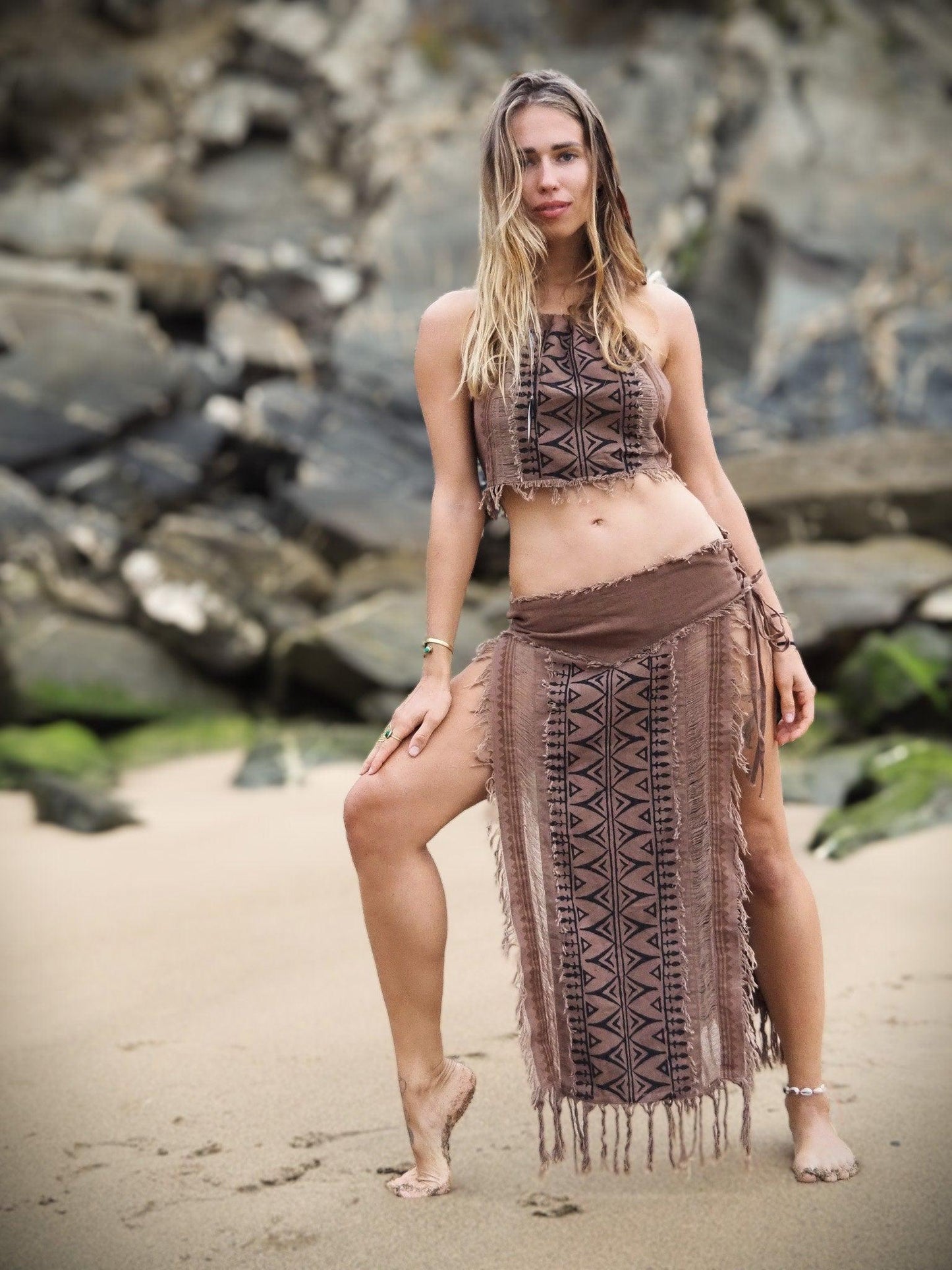 Tribal Block Print Halter Top