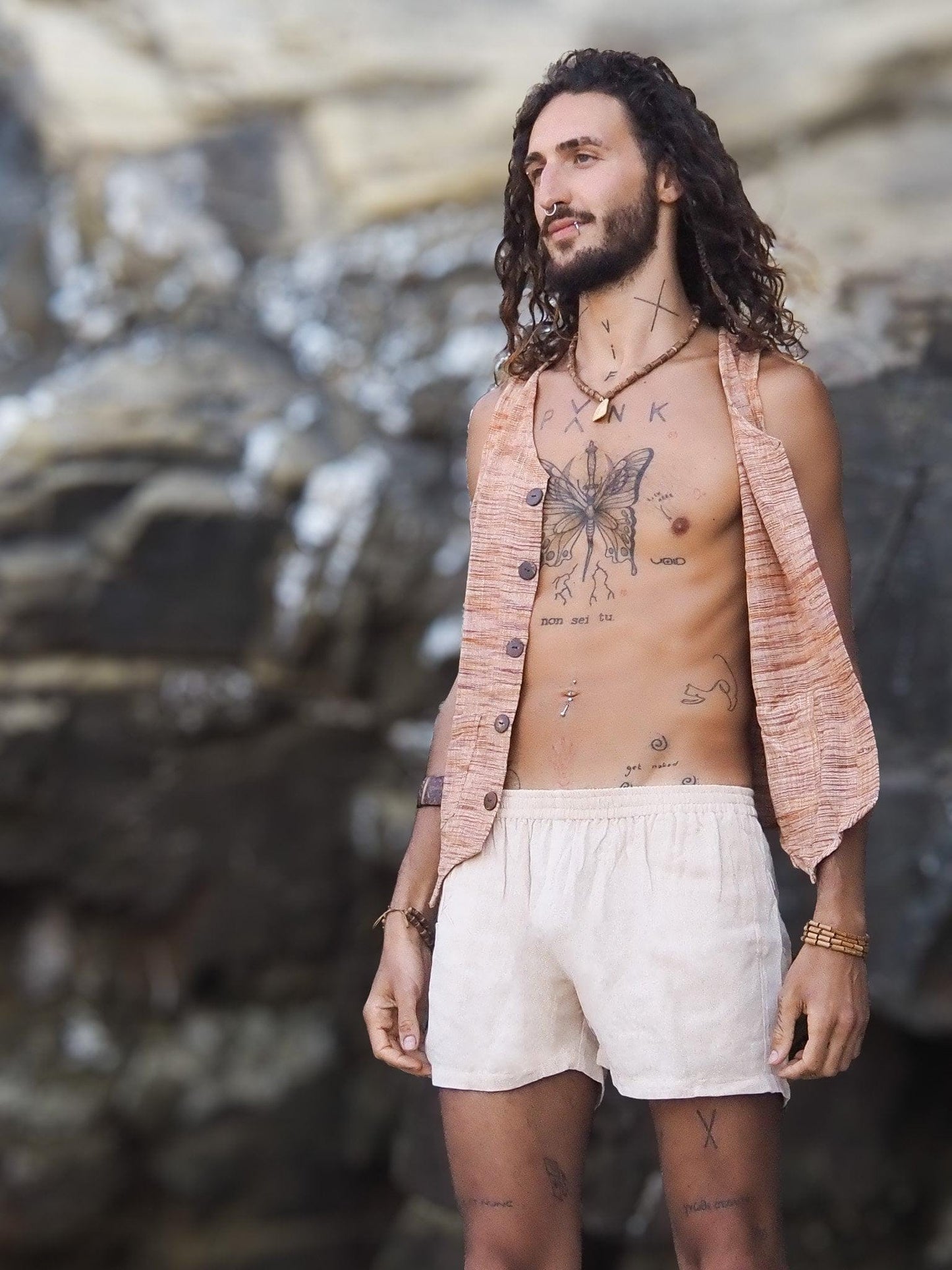 Men's Khadi Vest, Tribal Clothing, Men Waistcoat, Boho Shirt, Earthy Clothing, Khadi Clothing, Sleeveless Shirt, Tribal Vest, Gift for Him