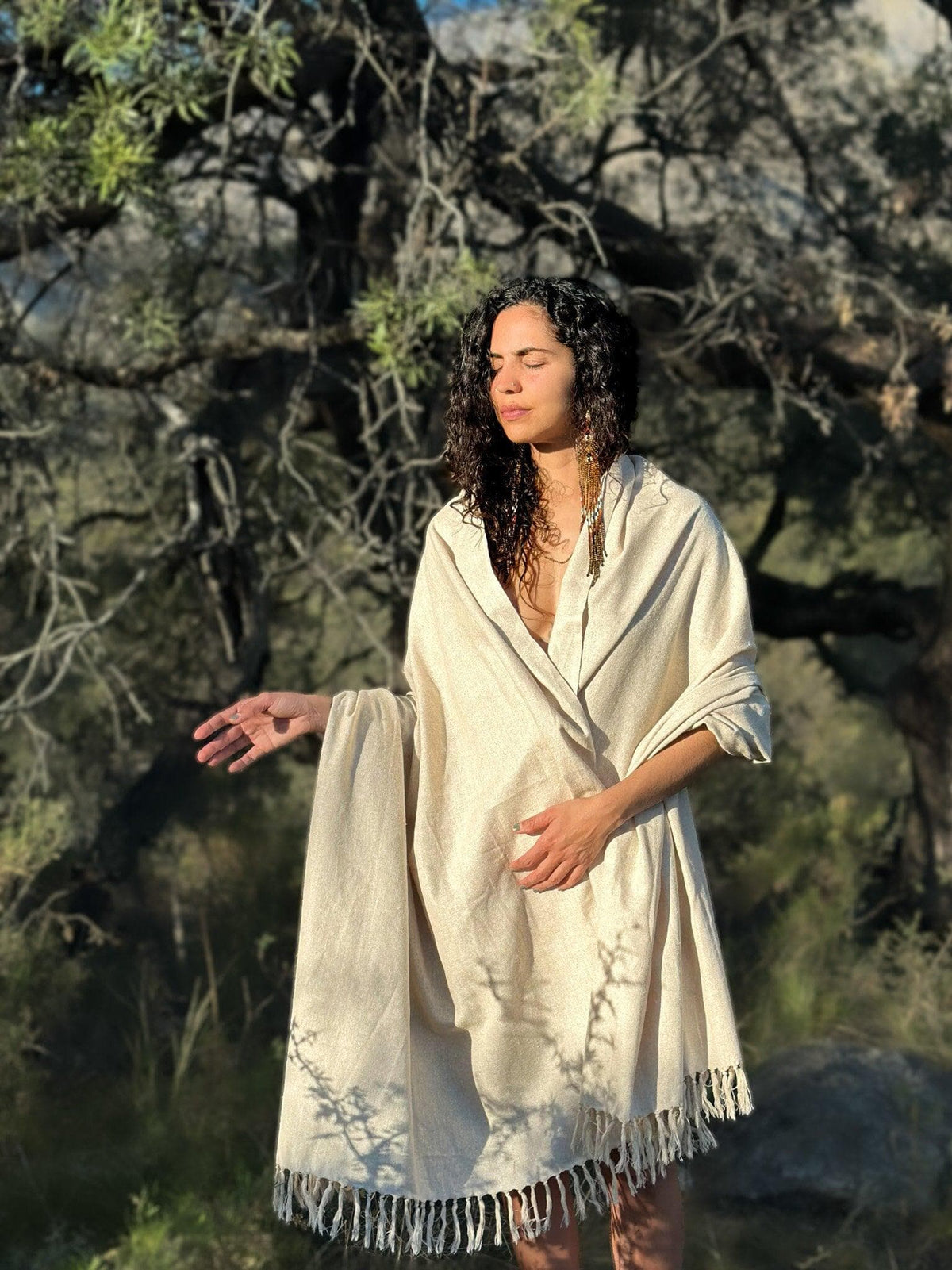 Big Natural Raw Silk Shawl, Raw Silk Shawl, Silk Shawl, Hand Loomed Shawl, Earthy Shawl, Unisex Shawl, Boho Wrap, Earthy Accessories