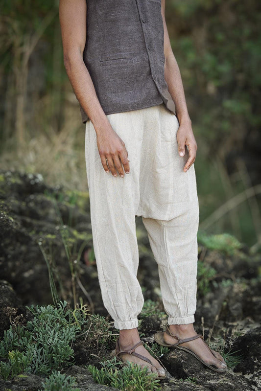 Tribal Harem Pants, Plant Dyed Pants, Tribal Clothing, Drop Crotch Pants, Loose Cotton Harem Trousers, Casual Loose Pants, Comfy Clothing