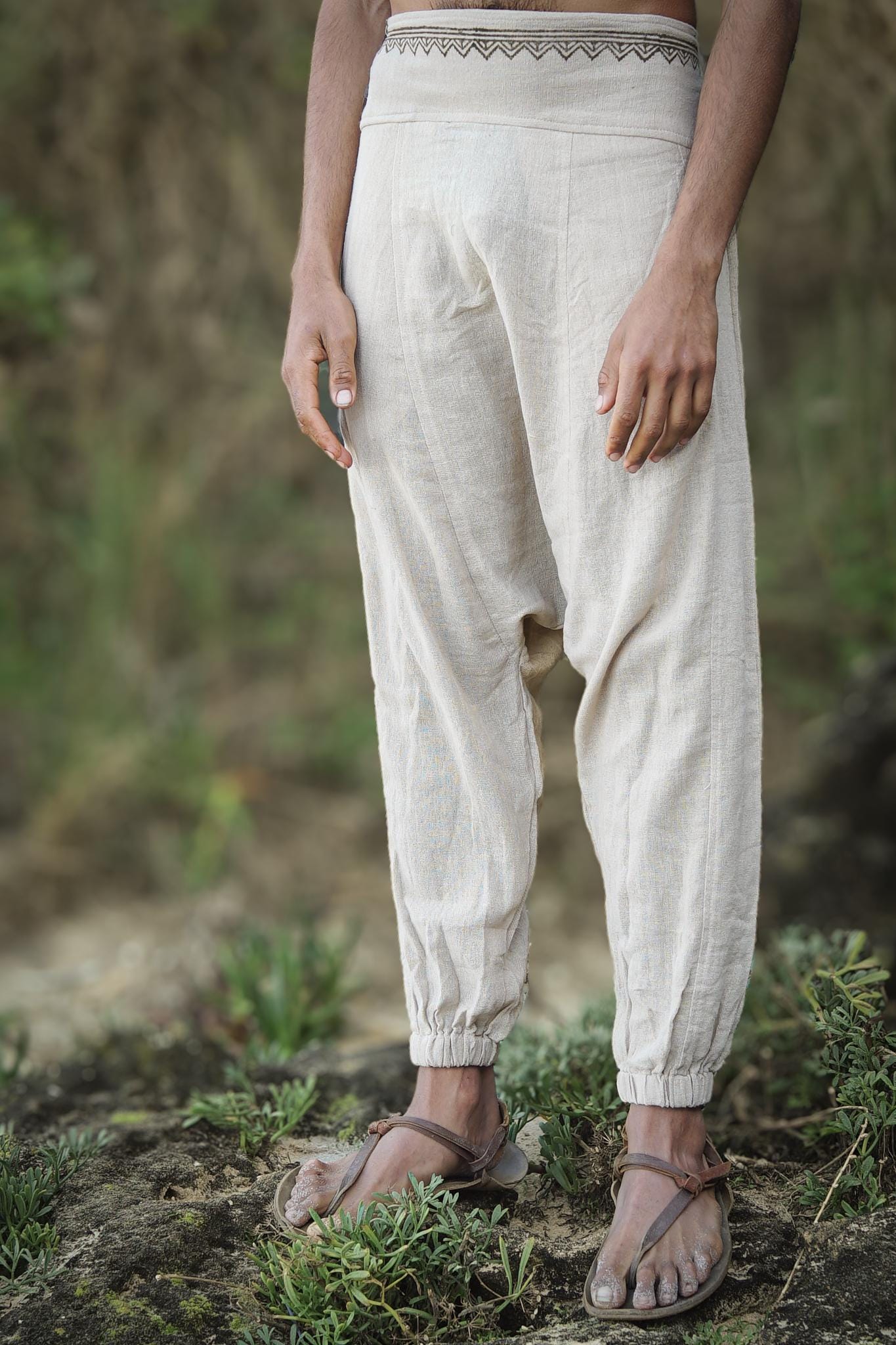 Tribal Harem Pants, Plant Dyed Pants, Tribal Clothing, Drop Crotch Pants, Loose Cotton Harem Trousers, Casual Loose Pants, Comfy Clothing