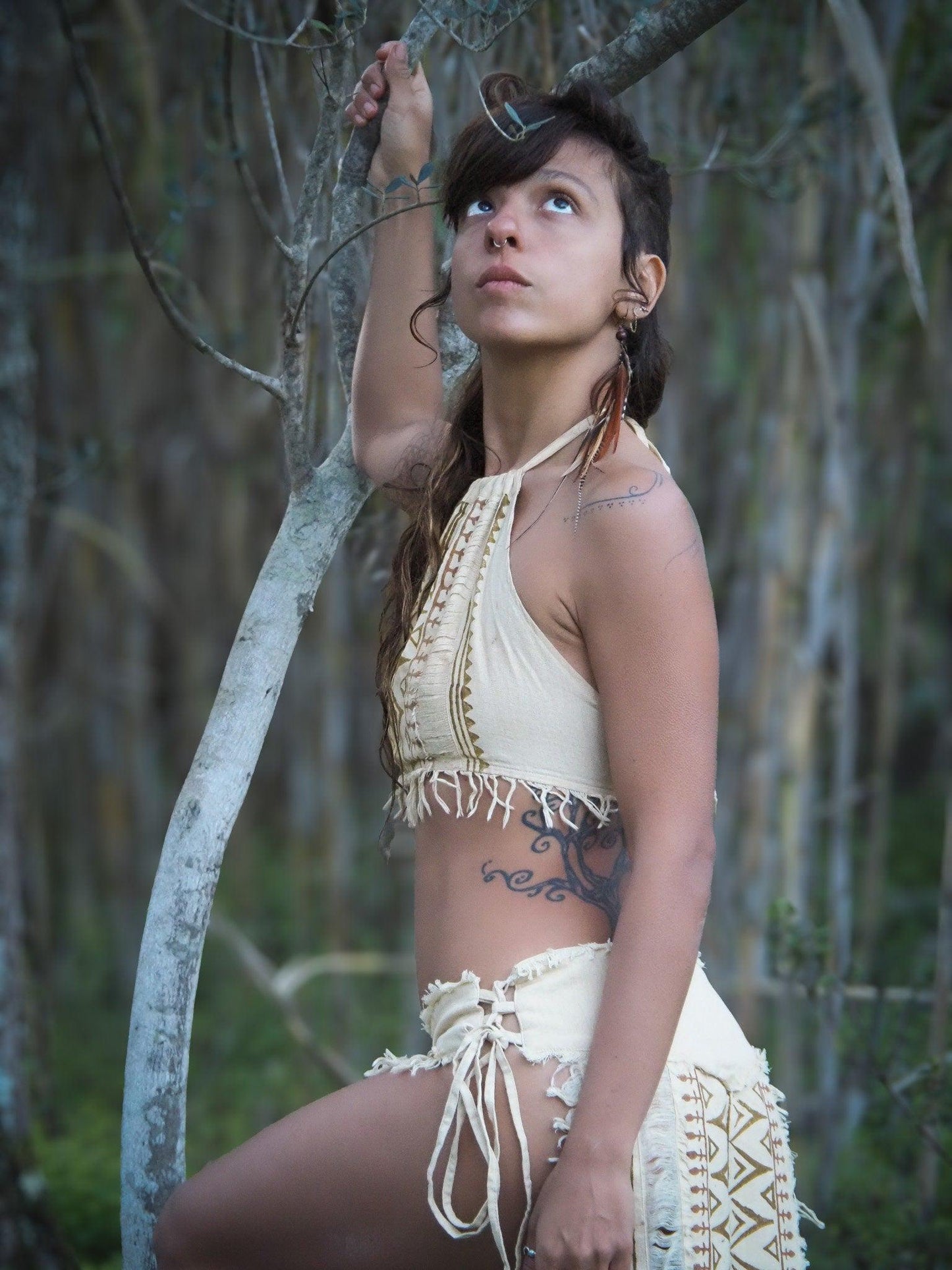Tribal Block Print Halter Top, Organic Halter Top, Earthy Halter Top, Organic Crop Top, Cotton Tie Top, Earthy Clothing, Festival Ethnic Top