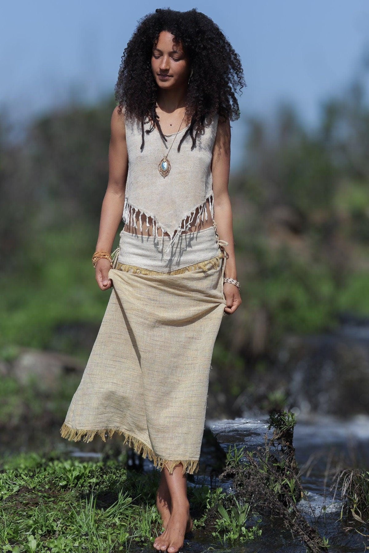 Khadi Raw Silk Ceremonial Skirt, Khadi Frayed Skirt, Raw Silk Skirt, Boho Maxi Skirt, Long Bohemian Wrap Skirt, Tribal Festival Clothing