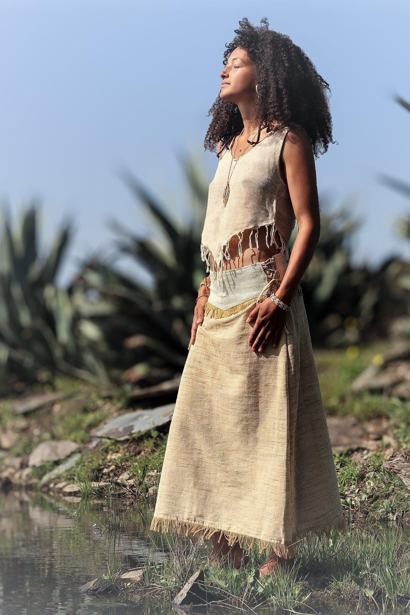 Khadi Raw Silk Ceremonial Skirt, Khadi Frayed Skirt, Raw Silk Skirt, Boho Maxi Skirt, Long Bohemian Wrap Skirt, Tribal Festival Clothing