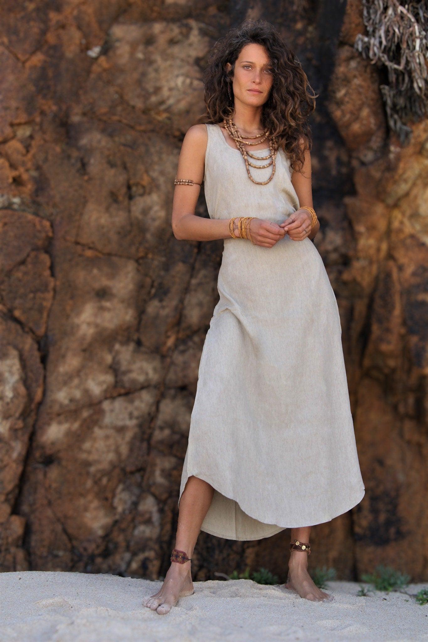 Gray Linen Cotton Dress