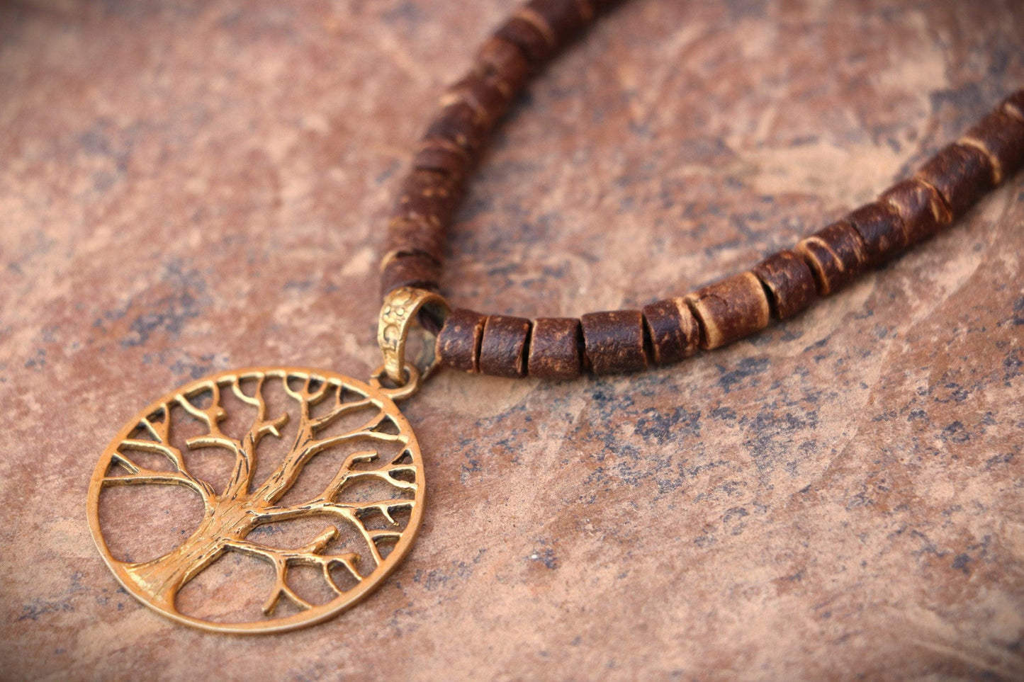 Coconut Sacred Symbols Necklace, Coconut Wood Necklace, Sacred Geometry Necklace, Coconut Wood Necklace, Hippie Necklace, Natural Jewelry