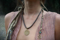 Coconut Sacred Symbols Necklace, Coconut Wood Necklace, Sacred Geometry Necklace, Coconut Wood Necklace, Hippie Necklace, Natural Jewelry