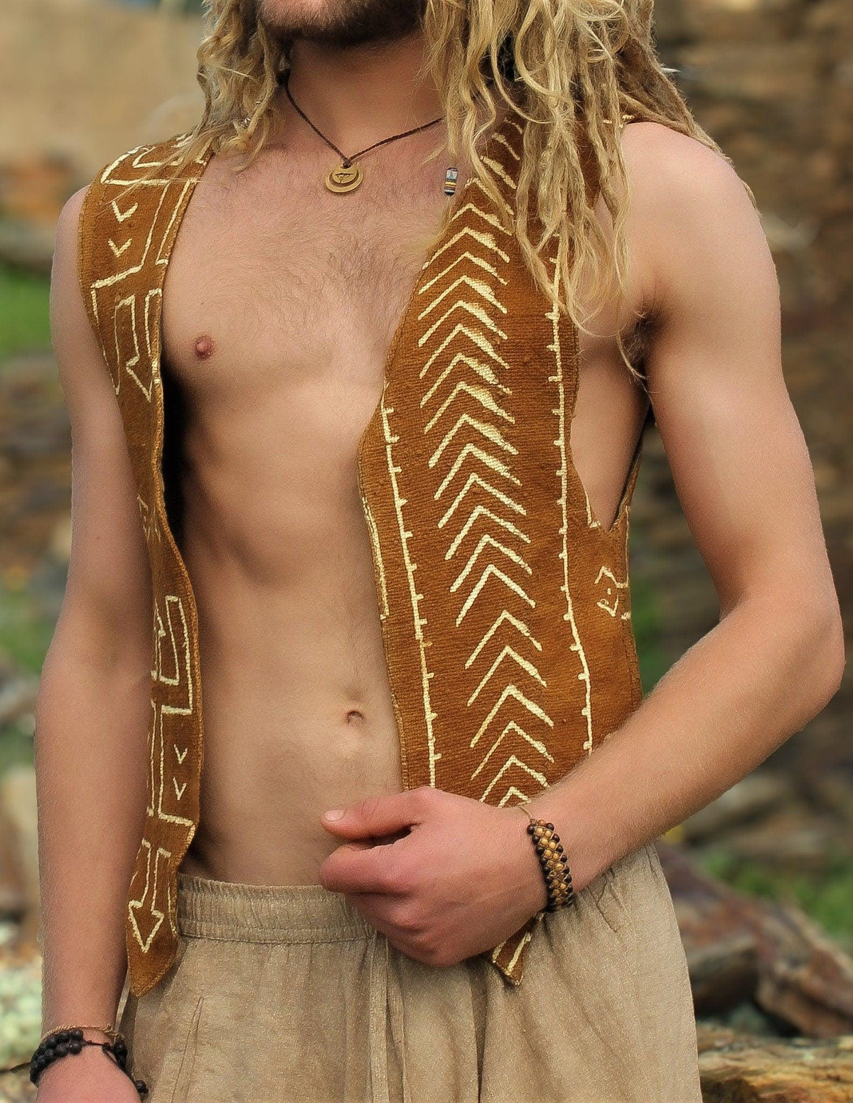 African Mud Cloth Men Vest