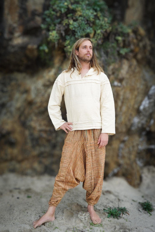 Unisex Harem Pants, Khadi Pants, Tribal Pants, Khadi Clothing, Handwoven Pants, Drop Crotch Pants, Afghani Pants, Loose Pants, Natural Pants