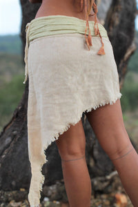 Earthy Pixie Skirt, Boho Festival Skirt, Fairy Skirt, Tribal Skirt, Short Skirt, Natural Clothing, Hippie Skirt, Elven Skirt, Pixie Clothing