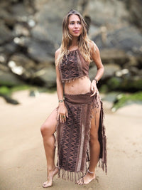 Tribal Block Print Panel Skirt