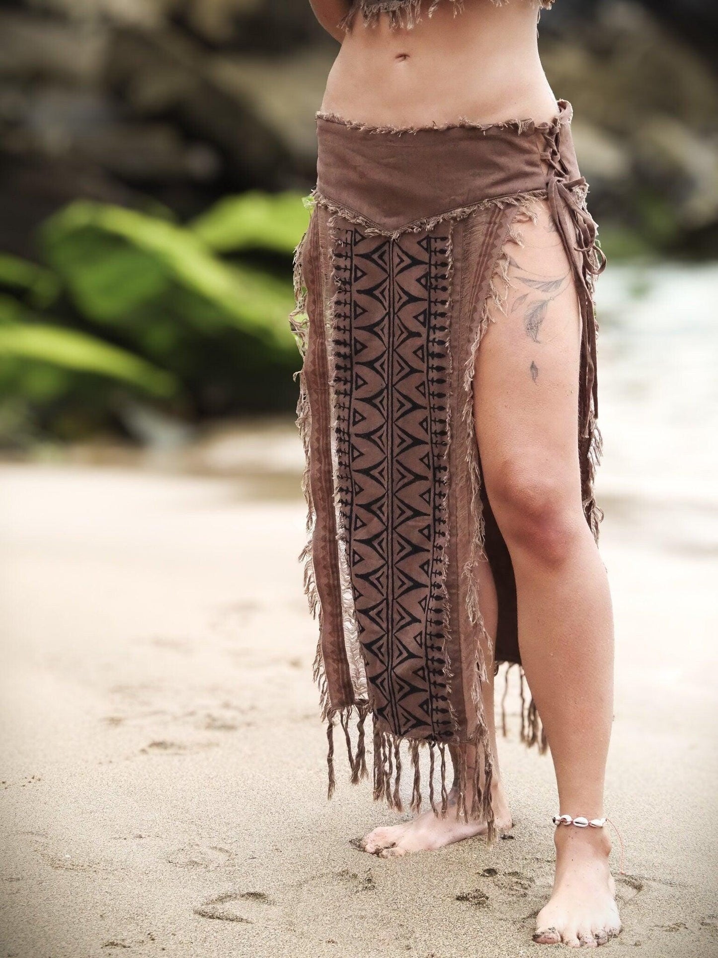 Tribal Block Print Panel Skirt
