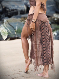 Tribal Block Print Panel Skirt