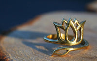 Lotus flower of Love ~ Adjustable Brass Ring