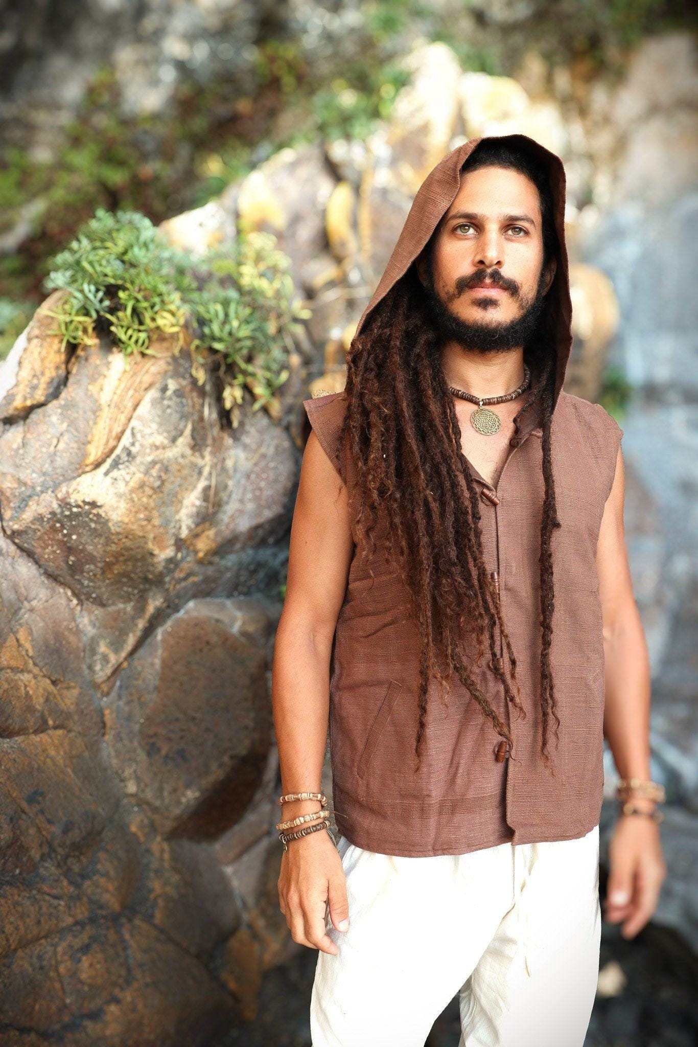 Earthy Hooded Vest, Natural Dye Vest, Hoodie Vest, Men Waistcoat, Khadi Cotton Vest, Earthy Clothing, Hooded Shirt, Organic Men's Wear