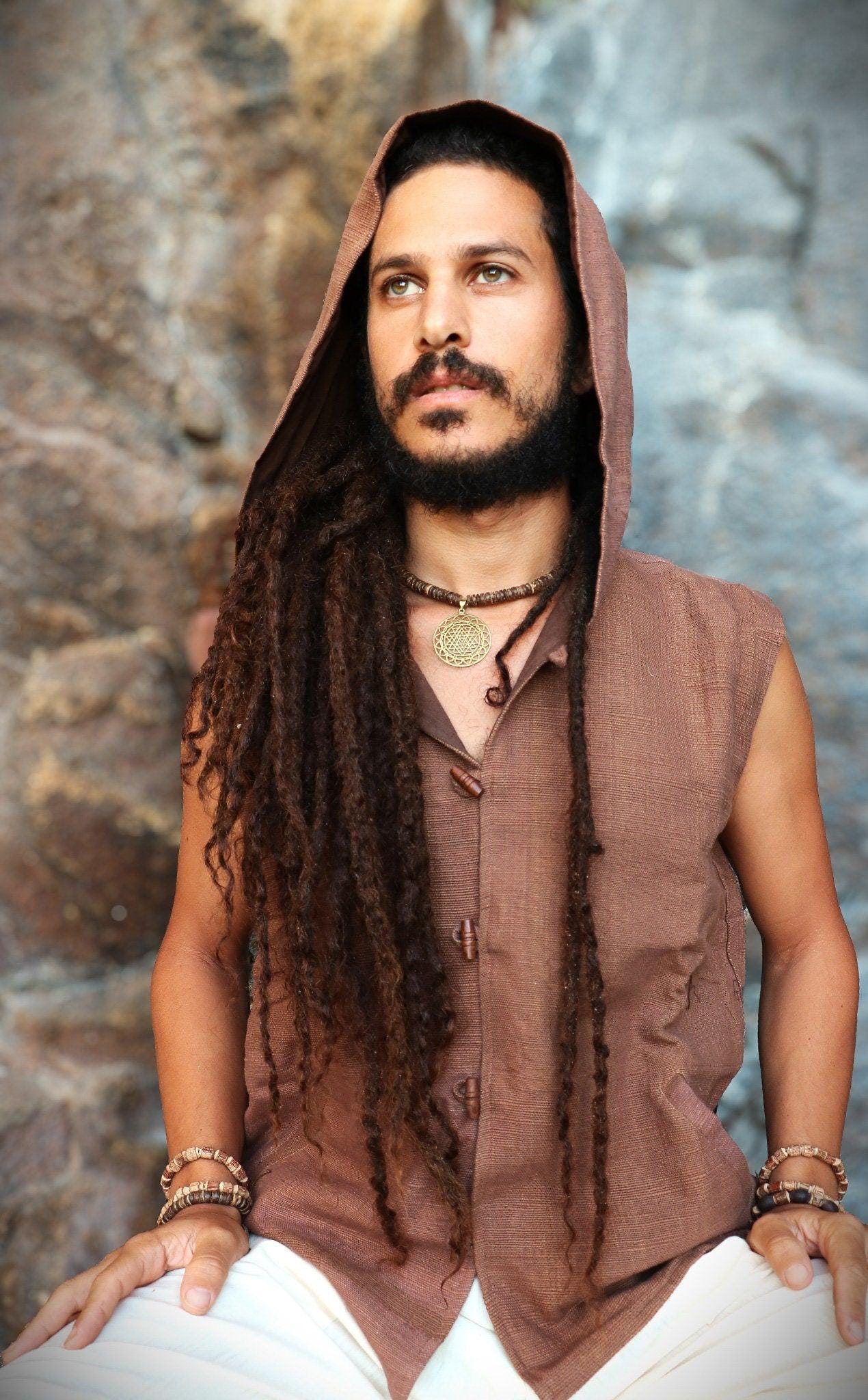 Earthy Hooded Vest, Natural Dye Vest, Hoodie Vest, Men Waistcoat, Khadi Cotton Vest, Earthy Clothing, Hooded Shirt, Organic Men's Wear
