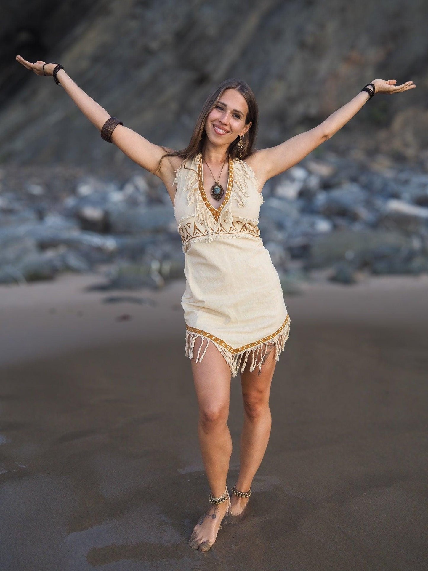 Short Tribal Block Print Dress