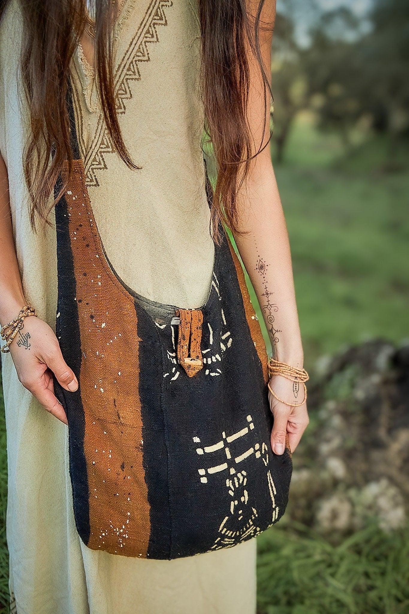 Organic African Bag, Organic Cotton Bag, African Mudcloth Bag, Bogolan Bag, Crossbody Bag, Boho Bag, Hobo bag, Tribal Bag, Hippie Bag, Sling