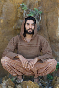 Natural Cotton Hoodie, Men Natural Clothing, Boho Clothing, Men Jumper, Hippie Hoodie, Psytrance Clothing, Indian Hoodie, Earthy Sweatshirt