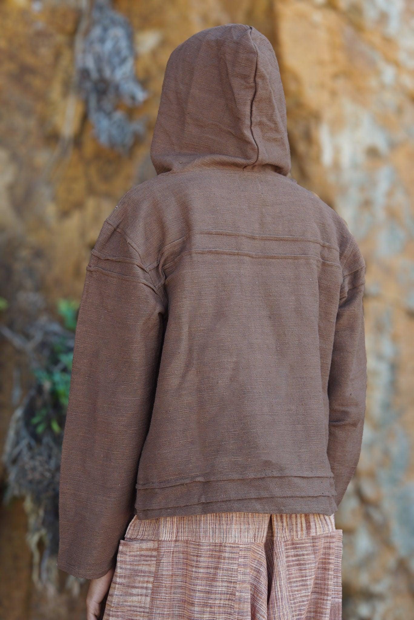 Natural Cotton Hoodie, Men Natural Clothing, Boho Clothing, Men Jumper, Hippie Hoodie, Psytrance Clothing, Indian Hoodie, Earthy Sweatshirt