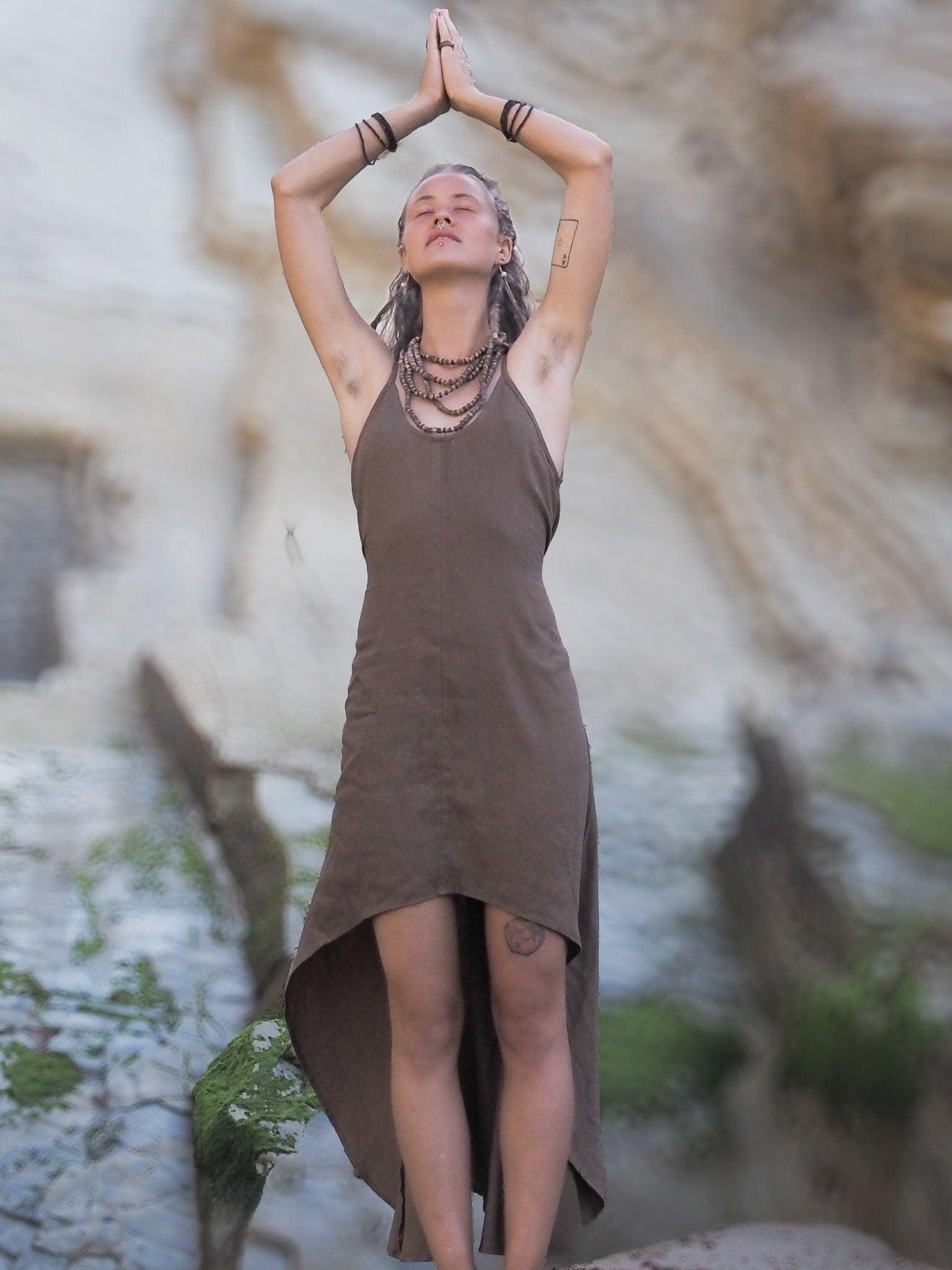 Goddess Linen Cotton Dress, Boho Maxi Dress, Drape Dress, Loose Sleeveless Dress, Festival Dress, Asymmetrical Dress, Bohemian Clothing