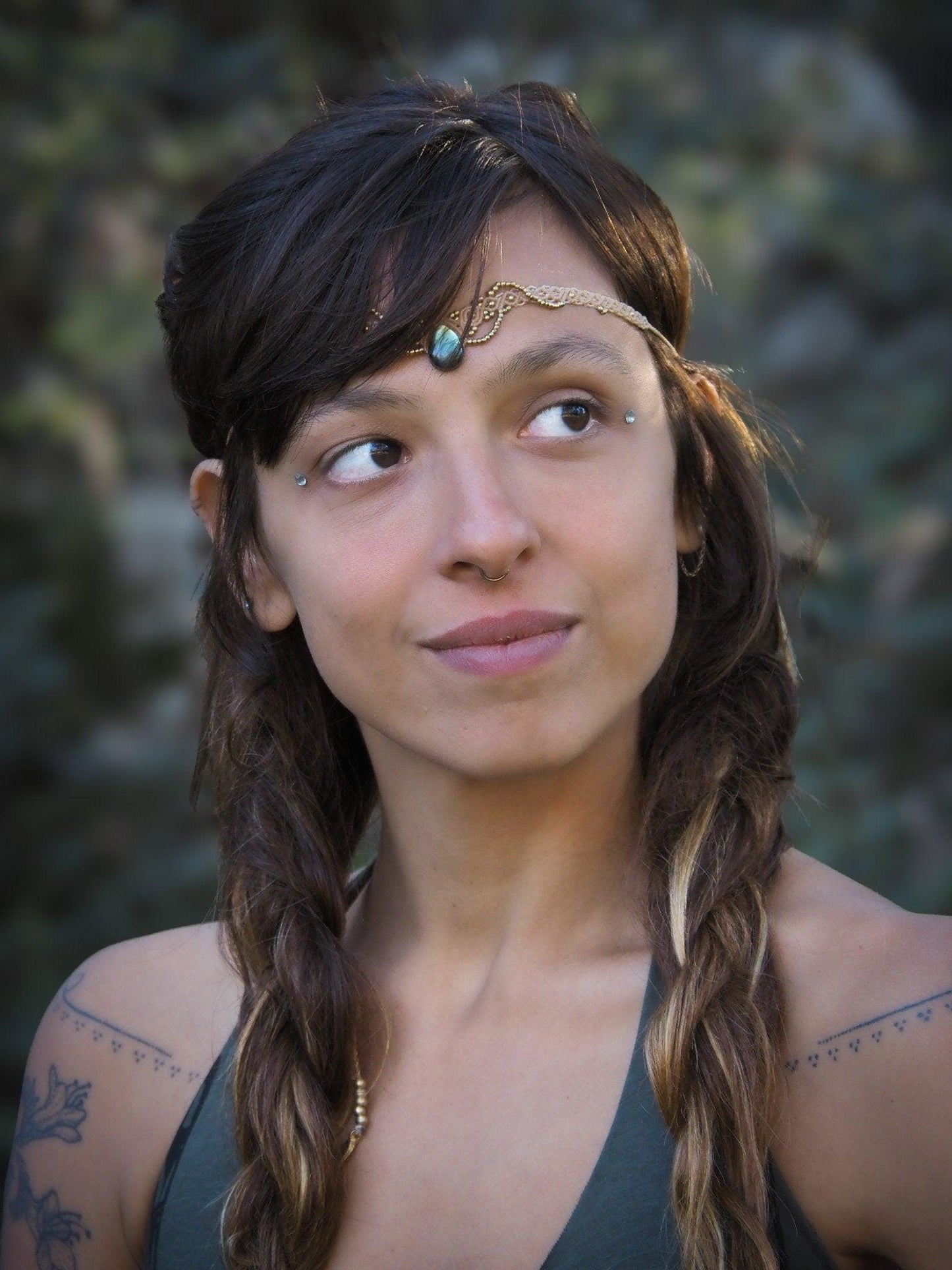 Goddess Tiara Choker Necklace, Handmade Macrame Choker, Labradorite Choker, Labradorite Tiara, Macrame Necklace, Boho, Fairy, Gift for Her