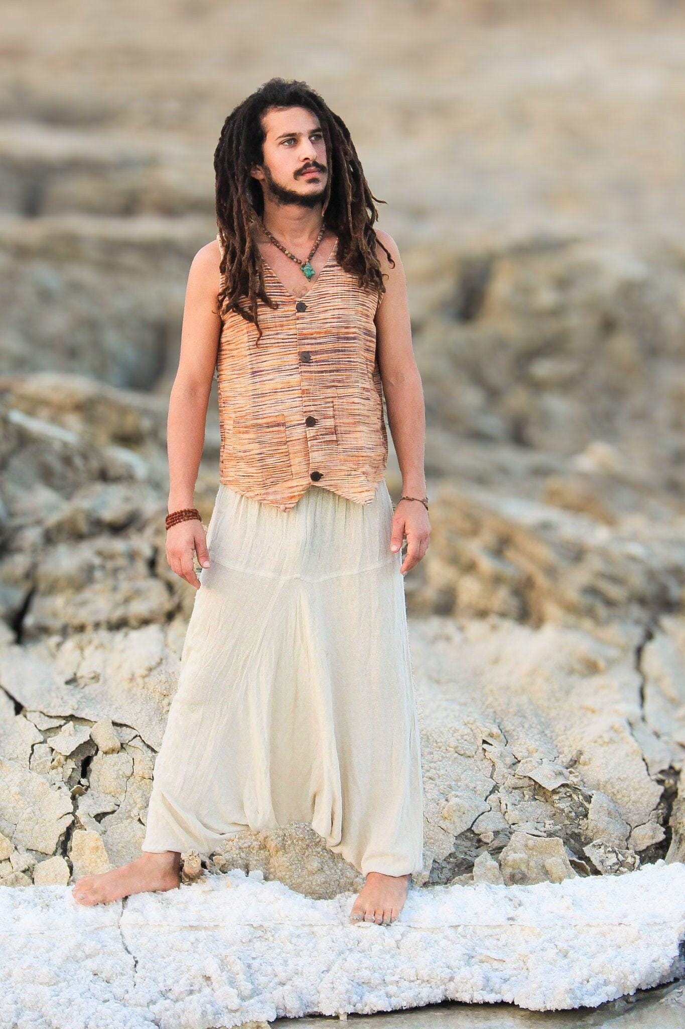 Men's Khadi Vest, Tribal Clothing, Men Waistcoat, Boho Shirt, Earthy Clothing, Khadi Clothing, Hippie Sleeveless Shirt, Tribal Vest