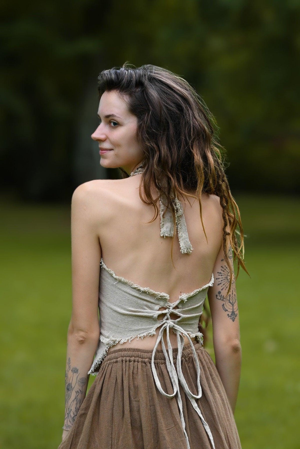 Earthy Cotton Halter Top, Pixie Halter Top, Cross Back Top, Cotton Tie Top, Earthy Halter Top, Boho Top, Festival Clothing, Gift for Her