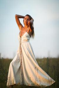 Raw Silk Goddess Dress, Raw Silk Maxi Dress, Tribal Maxi Dress, Block Print Dress, Boho Dress, Bohemian Clothing, Wedding Dress, Ceremonial
