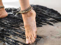 Macramé Bell Anklet, Beaded Macramé Anklet, Bellydance Anklet, Braided Anklet, Gypsy Anklet, Boho Anklet, Unique Anklet, Festival Jewelry