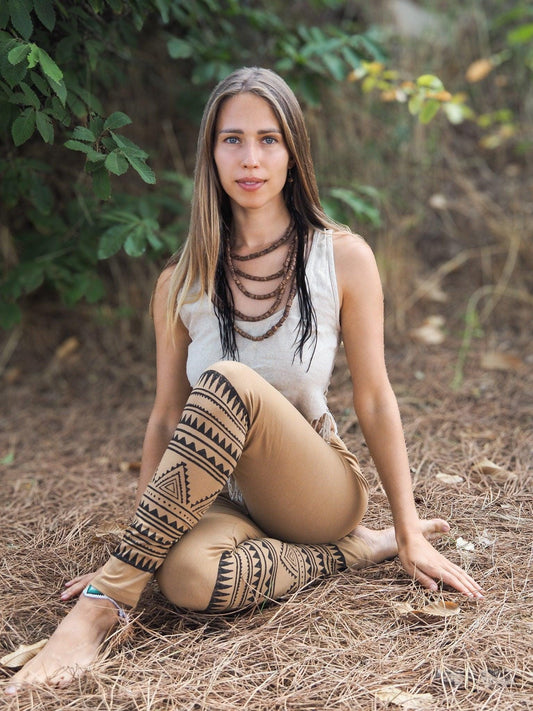Organic Tribal Block Print Leggings