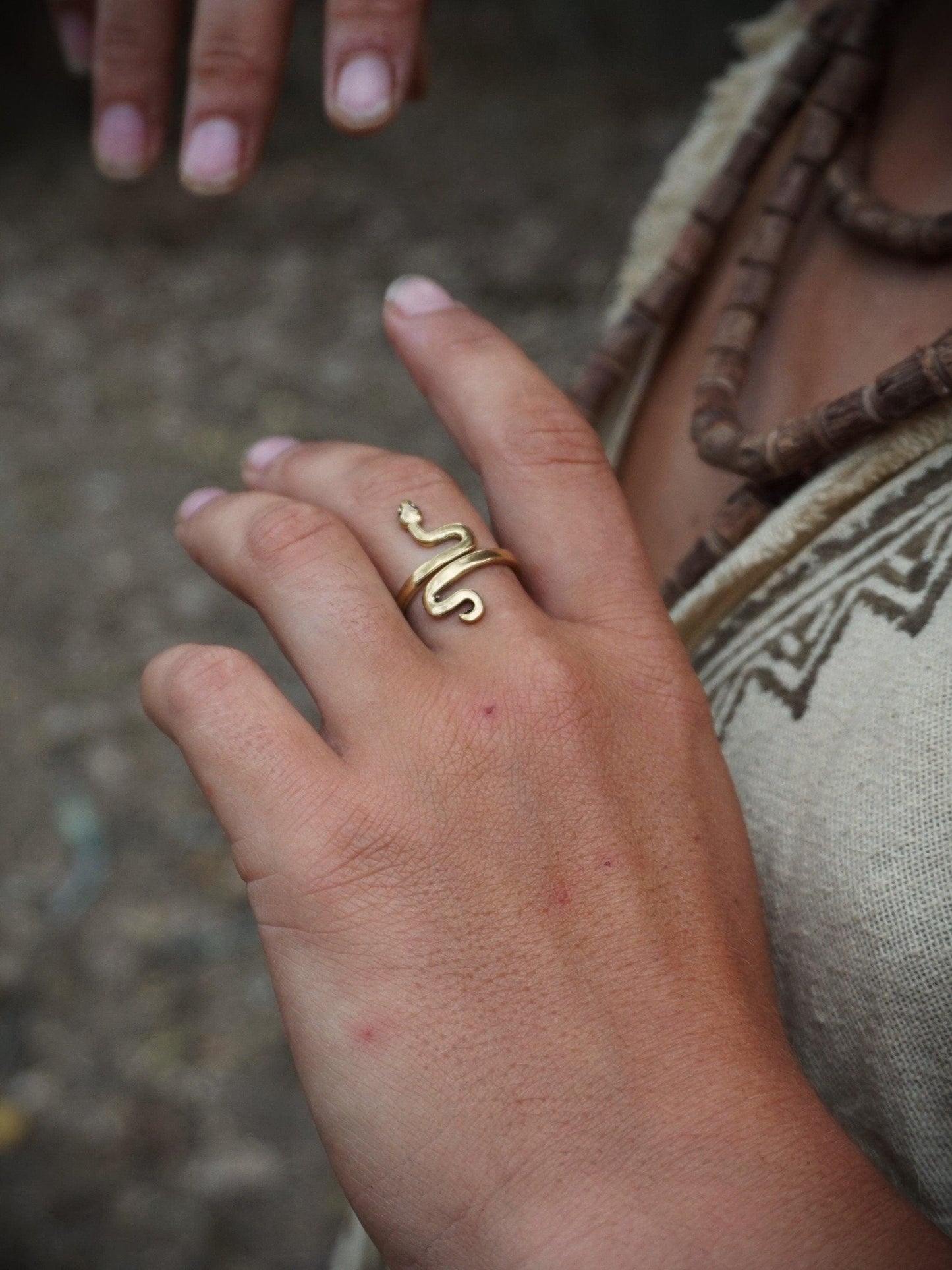 Golden Snake Ring, Adjustable Size Brass Ring, Brass Jewelry, Handmade Ring, Wire Ring, Unisex Ring, Ring for Her, Boho Ring, Snake Jewelry
