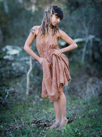 Boho Goddess Dress, Asymmetrical Sleeveless Dress, Long Wrap Dress, Summer Dress, Fairy Dress, Boho Maxi Dress, Handwoven Dress, Khadi Dress