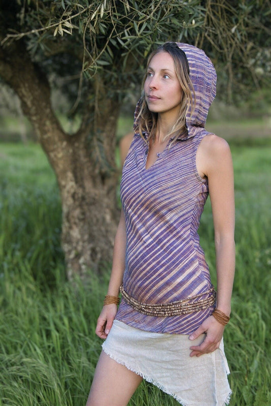 Khadi Tunic Top, Hooded Top, Hippie Clothing, Boho Hoodie, Khadi Clothing, Earthy Clothing, Natural Top, Gift For Her
