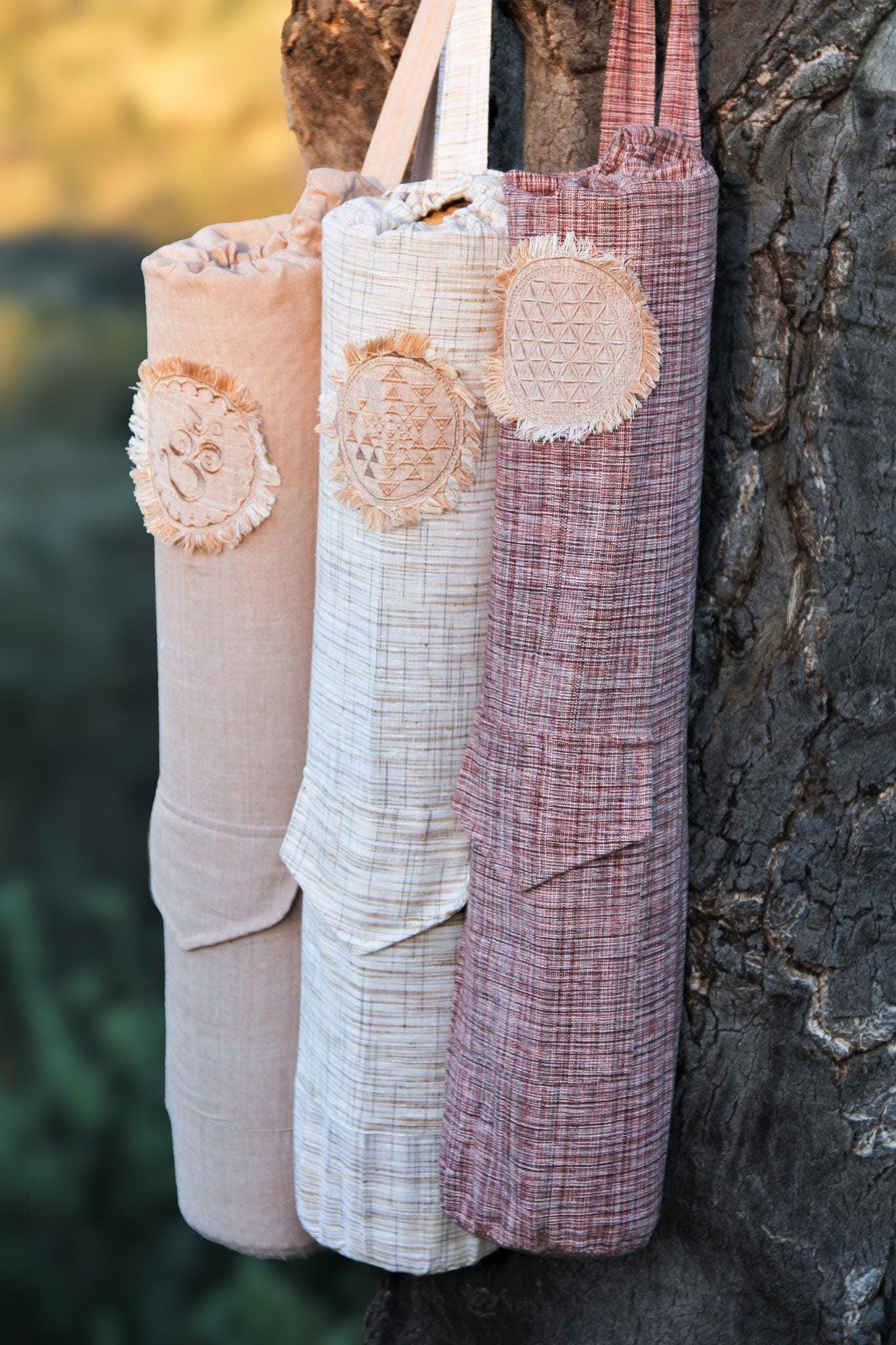 Khadi Yoga Mat Bag, Yoga Pilates Mat Bag, Yoga Mat Bag, Yoga Bag, Sacred Geometry Bag, Yoga Accessories, Yoga Gift, Eco-friendly, Fairtrade