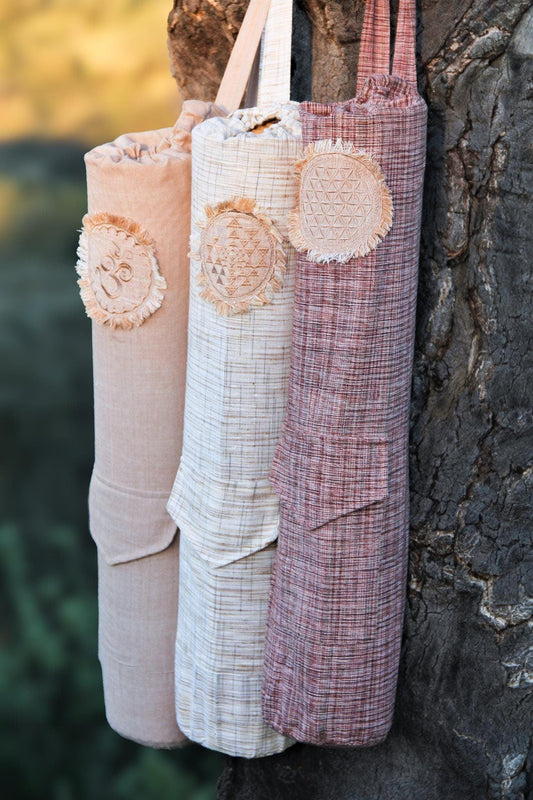 Khadi Yoga Mat Bag, Yoga Pilates Mat Bag, Yoga Mat Bag, Yoga Bag, Sacred Geometry Bag, Yoga Accessories, Yoga Gift, Eco-friendly, Fairtrade