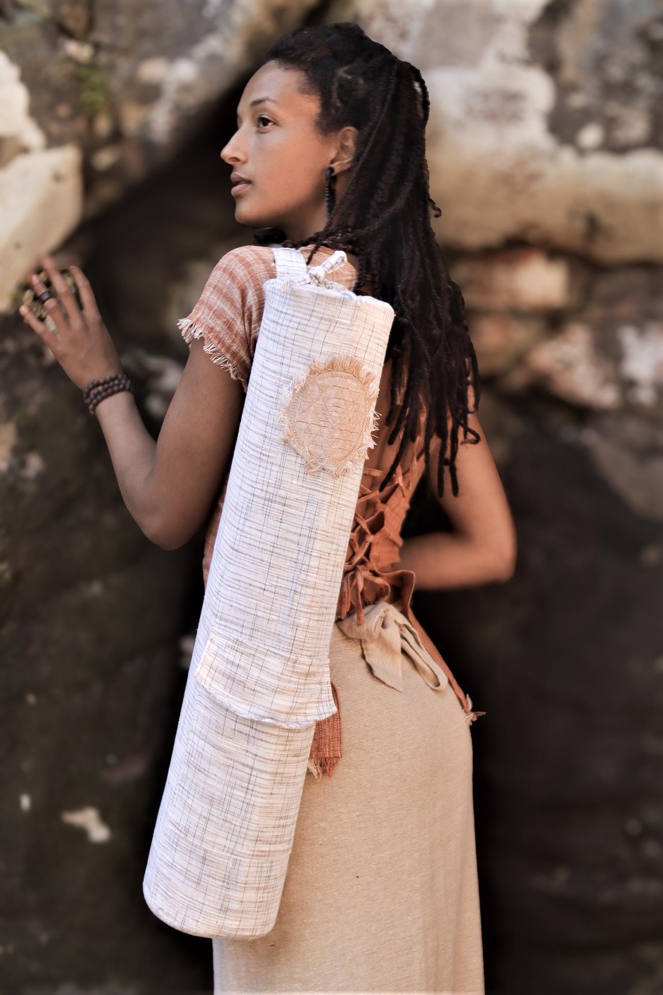 Khadi Yoga Mat Bag, Yoga Pilates Mat Bag, Yoga Mat Bag, Yoga Bag, Sacred Geometry Bag, Yoga Accessories, Yoga Gift, Eco-friendly, Fairtrade