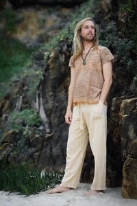 Earthy Khadi Shirt, Khadi Cotton Top, Men Tshirt, Earthy Clothing, Boho Tshirt, Men Tee, Hippie Clothing, Psytrance Clothing, Natural Shirt