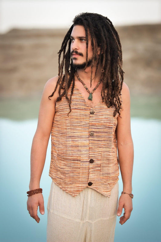 Men's Khadi Vest, Tribal Clothing, Men Waistcoat, Boho Shirt, Earthy Clothing, Khadi Clothing, Hippie Sleeveless Shirt, Tribal Vest