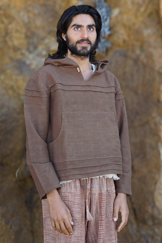 Natural Cotton Hoodie, Men Natural Clothing, Boho Clothing, Men Jumper, Hippie Hoodie, Psytrance Clothing, Indian Hoodie, Earthy Sweatshirt